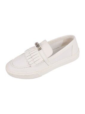 Hermes Sneakers Game Slip-on Kelly Quilt Shoes Leather White